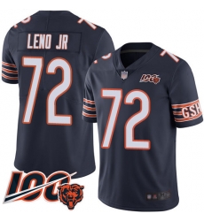 Men Chicago Bears 72 Charles Leno Navy Blue Team Color 100th Season Limited Football Jersey