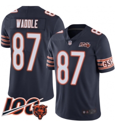 Men Chicago Bears 87 Tom Waddle Navy Blue Team Color 100th Season Limited Football Jersey