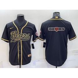 Men Chicago Bears Black Gold Team Big Logo With Patch Cool Base Stitched Baseball Jersey