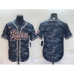 Men Chicago Bears Blank Grey Camo With Patch Cool Base Stitched Baseball Jersey