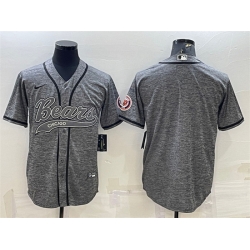 Men Chicago Bears Blank Grey With Patch Cool Base Stitched Baseball Jersey