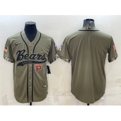 Men Chicago Bears Blank Olive 2022 Salute To Service Cool Base Stitched Baseball Jersey