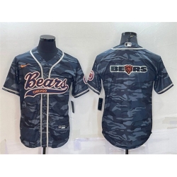 Men Chicago Bears Grey Camo Team Big Logo With Patch Cool Base Stitched Baseball Jersey