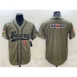 Men Chicago Bears Olive 2022 Salute To Service Team Big Logo Cool Base Stitched Baseball Jersey II