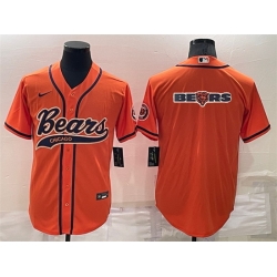 Men Chicago Bears Orange Team Big Logo With Patch Cool Base Stitched Baseball Jersey