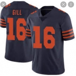 Men Nike Chicago Bears #16 Gill Navy Rush Stitched Jersey