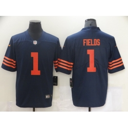 Men Nike Chicago Bears Justin Fields 1 Navy Rush Limited Jersey