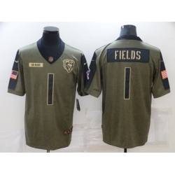 Men's Chicago Bears #1 Justin Fields 2021 Salute To Service Limited Jersey