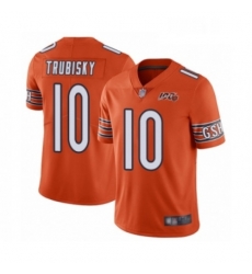 Mens Chicago Bears 10 Mitchell Trubisky Orange Alternate 100th Season Limited Football Jersey
