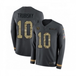 Mens Nike Chicago Bears 10 Mitchell Trubisky Limited Black Salute to Service Therma Long Sleeve NFL Jersey