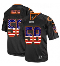 Mens Nike Chicago Bears 58 Roquan Smith Elite Black USA Flag Fashion NFL Jersey