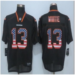 New Chicago Bears #13 Kevin White Black Men Stitched NFL Elite USA Flag Fashion Jersey