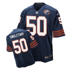 Nike Bears #50 Mike Singletary Navy Blue Throwback Mens Stitched NFL Elite Jersey