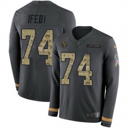 Nike Bears 74 Germain Ifedi Anthracite Salute to Service Men Stitched NFL Limited Therma Long Sleeve Jersey