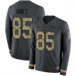 Nike Bears 85 Cole Kmet Anthracite Salute to Service Men Stitched NFL Limited Therma Long Sleeve Jersey