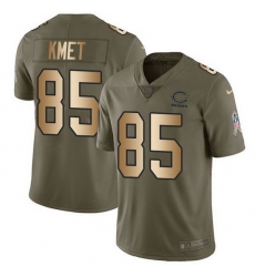 Nike Bears 85 Cole Kmet Olive Gold Men Stitched NFL Limited 2017 Salute To Service Jersey