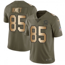 Nike Bears 85 Cole Kmet Olive Gold Men Stitched NFL Limited 2017 Salute To Service Jersey