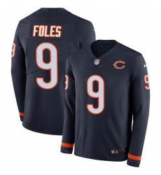 Nike Bears 9 Nick Foles Navy Blue Team Color Men Stitched NFL Limited Therma Long Sleeve Jersey