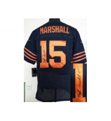 Nike Chicago Bears 15 Brandon Marshall Blue Elite Orange Number Signed NFL Jersey