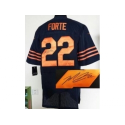 Nike Chicago Bears 22 Matt Forte Blue Elite Orange Number Signed NFL Jersey