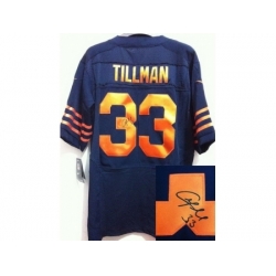 Nike Chicago Bears 33 Charles Tillman Blue Elite Orange Number Signed NFL Jersey