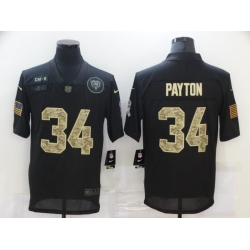 Nike Chicago Bears 34 Walter Payton Black Camo 2020 Salute To Service Limited Jersey