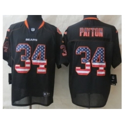 Nike Chicago Bears 34 Walter Payton Black Elite USA Flag Fashion NFL Jersey