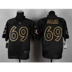 Nike Chicago Bears 69 Jared Allen black Elite gold lettering fashion NFL Jersey
