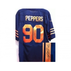 Nike Chicago Bears 90 Julius Peppers Blue Elite Orange Number Signed NFL Jersey