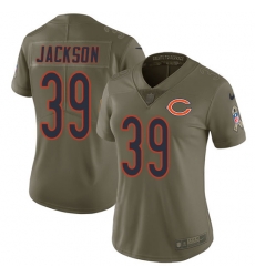 Nike Bears #39 Eddie Jackson Olive Womens Stitched NFL Limited 2017 Salute to Service Jersey