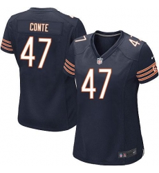 Nike NFL Chicago Bears #47 Chris Conte Navy Blue Women's Game Team Color
