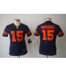 Nike Women Chicago Bears #15 Brandon Marshall Blue Color[Women Limited Jerseys]Orange Number