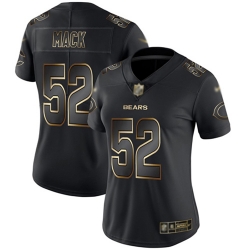 Women Bears 52 Khalil Mack Black Gold Stitched Football Vapor Untouchable Limited Jersey