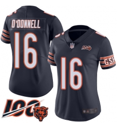Women Chicago Bears 16 Pat ODonnell Navy Blue Team Color 100th Season Limited Football Jersey