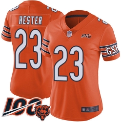 Women Chicago Bears 23 Devin Hester Orange Alternate 100th Season Limited Football Jersey