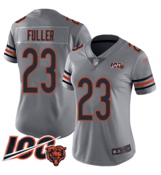Women Chicago Bears 23 Kyle Fuller Limited Silver Inverted Legend 100th Season Football Jersey