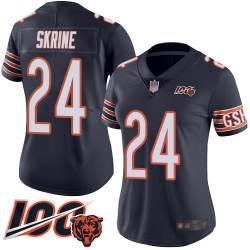 Women Chicago Bears 24 Buster Skrine Navy Blue Team Color 100th Season Limited Football Jersey