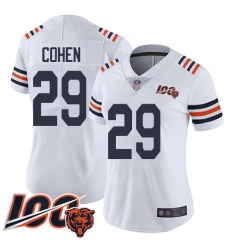 Women Chicago Bears 29 Tarik Cohen White 100th Season Limited Football Jersey
