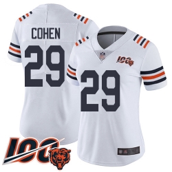 Women Chicago Bears 29 Tarik Cohen White 100th Season Limited Football Jersey