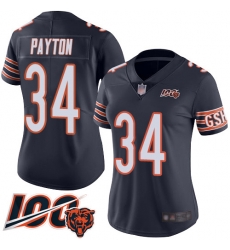 Women Chicago Bears 34 Walter Payton Navy Blue Team Color 100th Season Limited Football Jersey