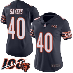 Women Chicago Bears 40 Gale Sayers Navy Blue Team Color 100th Season Limited Football Jersey