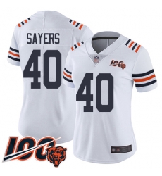 Women Chicago Bears 40 Gale Sayers White 100th Season Limited Football Jersey