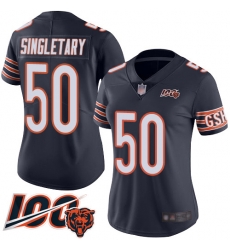 Women Chicago Bears 50 Mike Singletary Navy Blue Team Color 100th Season Limited Football Jersey