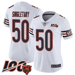 Women Chicago Bears 50 Mike Singletary White Vapor Untouchable Limited Player 100th Season Football Jersey