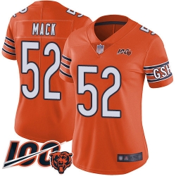 Women Chicago Bears 52 Khalil Mack Orange Alternate 100th Season Limited Football Jersey