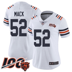 Women Chicago Bears 52 Khalil Mack White 100th Season Limited Football Jersey