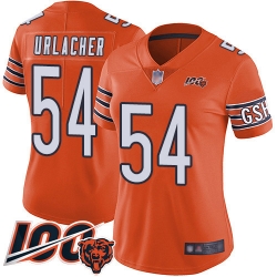 Women Chicago Bears 54 Brian Urlacher Orange Alternate 100th Season Limited Football Jersey