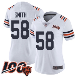Women Chicago Bears 58 Roquan Smith White 100th Season Limited Football Jersey