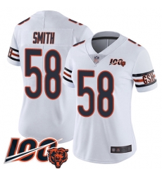 Women Chicago Bears 58 Roquan Smith White Vapor Untouchable Limited Player 100th Season Football Jersey 