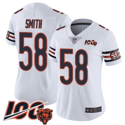 Women Chicago Bears 58 Roquan Smith White Vapor Untouchable Limited Player 100th Season Football Jersey 